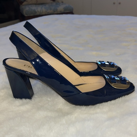 🔥 PRADA Luxury Blue Patent Leather Heels w/Buckle size: 39  🔥 - Picture 11 of 17